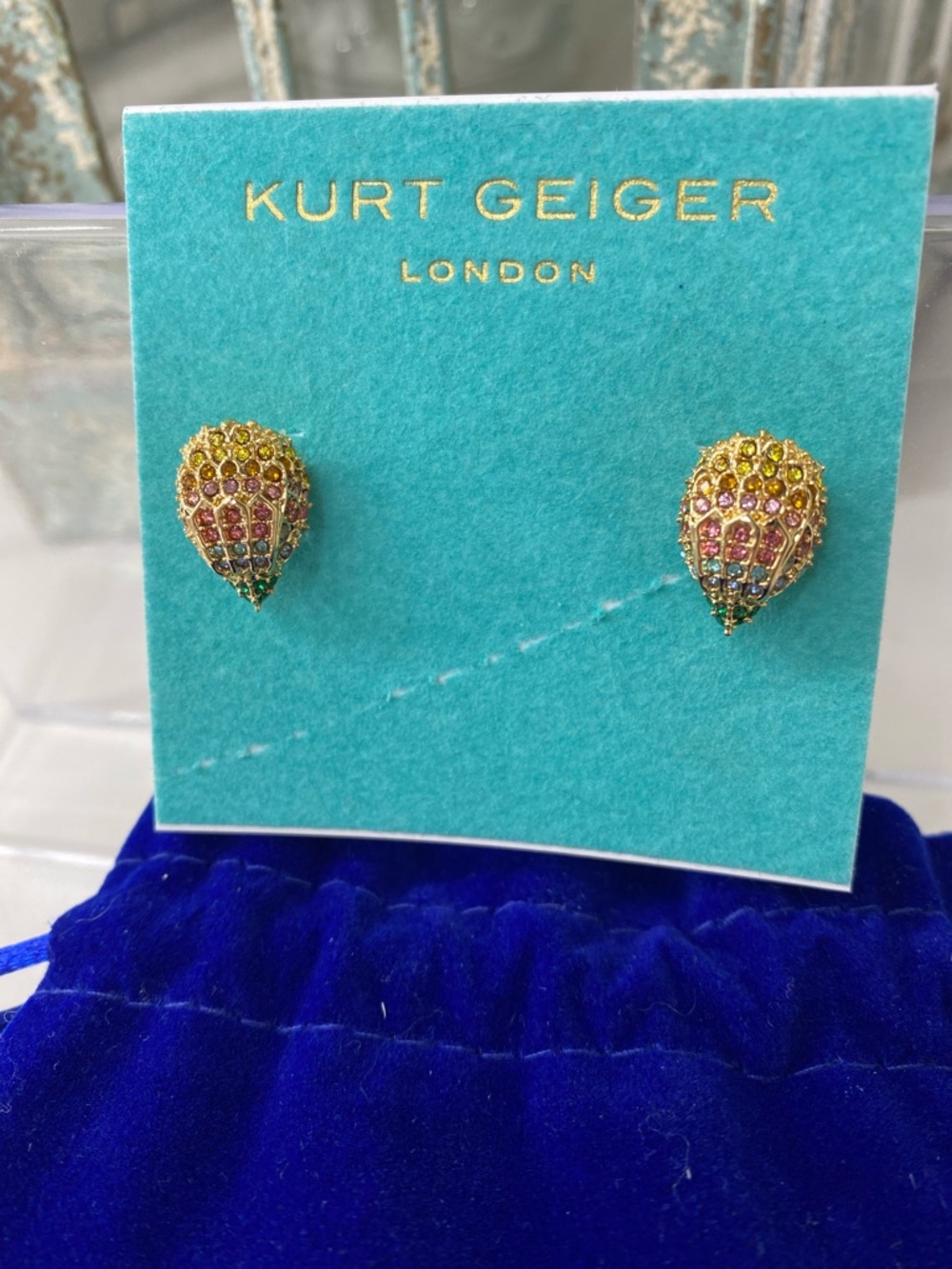 Kurt Geiger Multicolor Crystal Eagle Head Stud Earrings - Picture 2 of 6